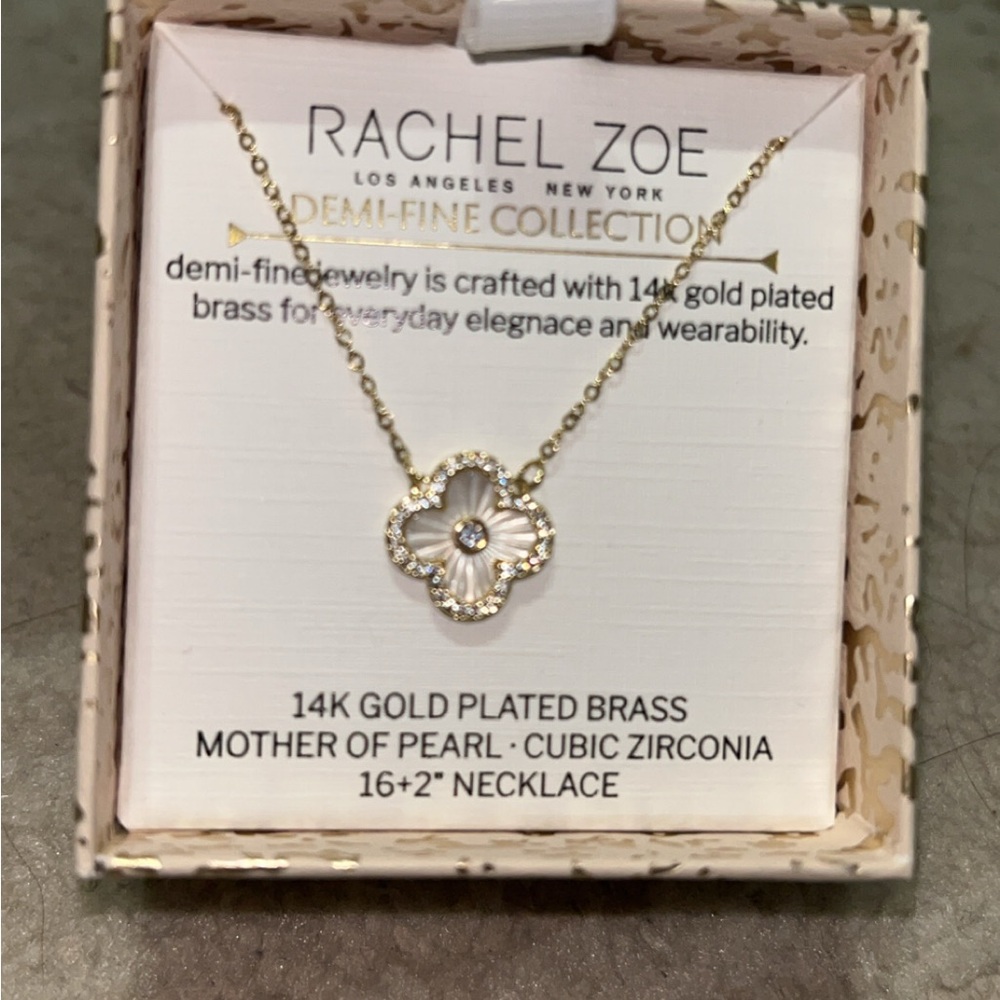 Rachel Zoe 14k Gold Plated Clover Pendant Necklace